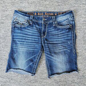 Rock Revival Jeans Cut off Shorts Womens 33 Blue Evella Boot Denim Dark Wash